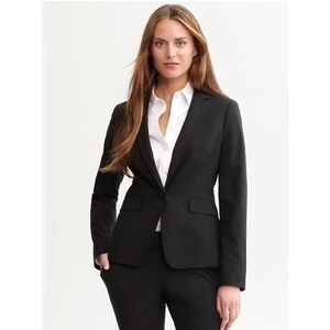 Banana Republic‎ Black Blazer Stretch Wool Blend Business Jacket Career Size 10